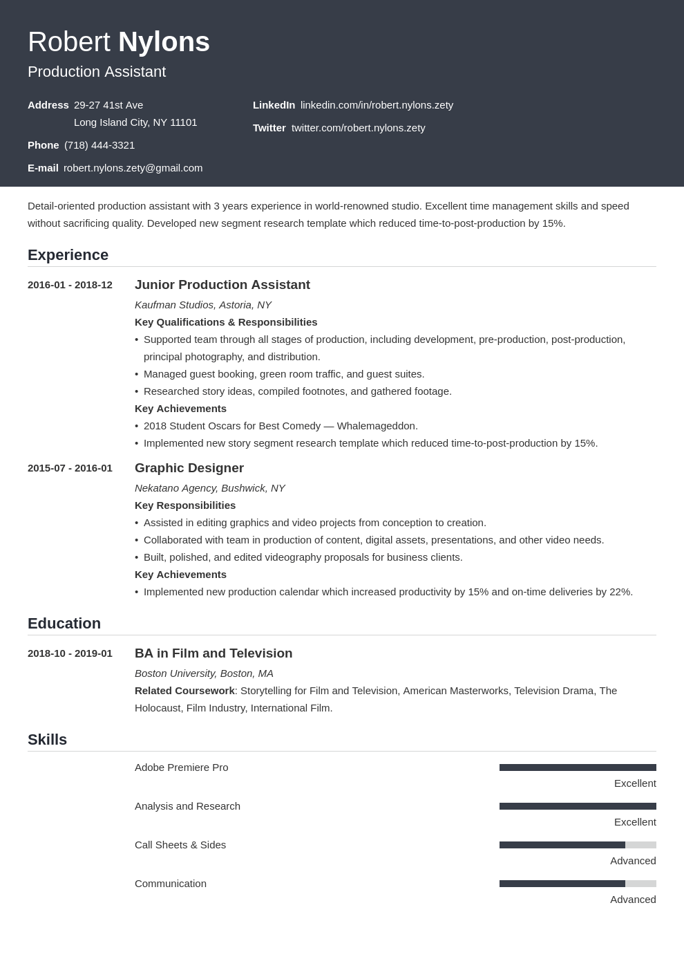 production assistant resume example template influx