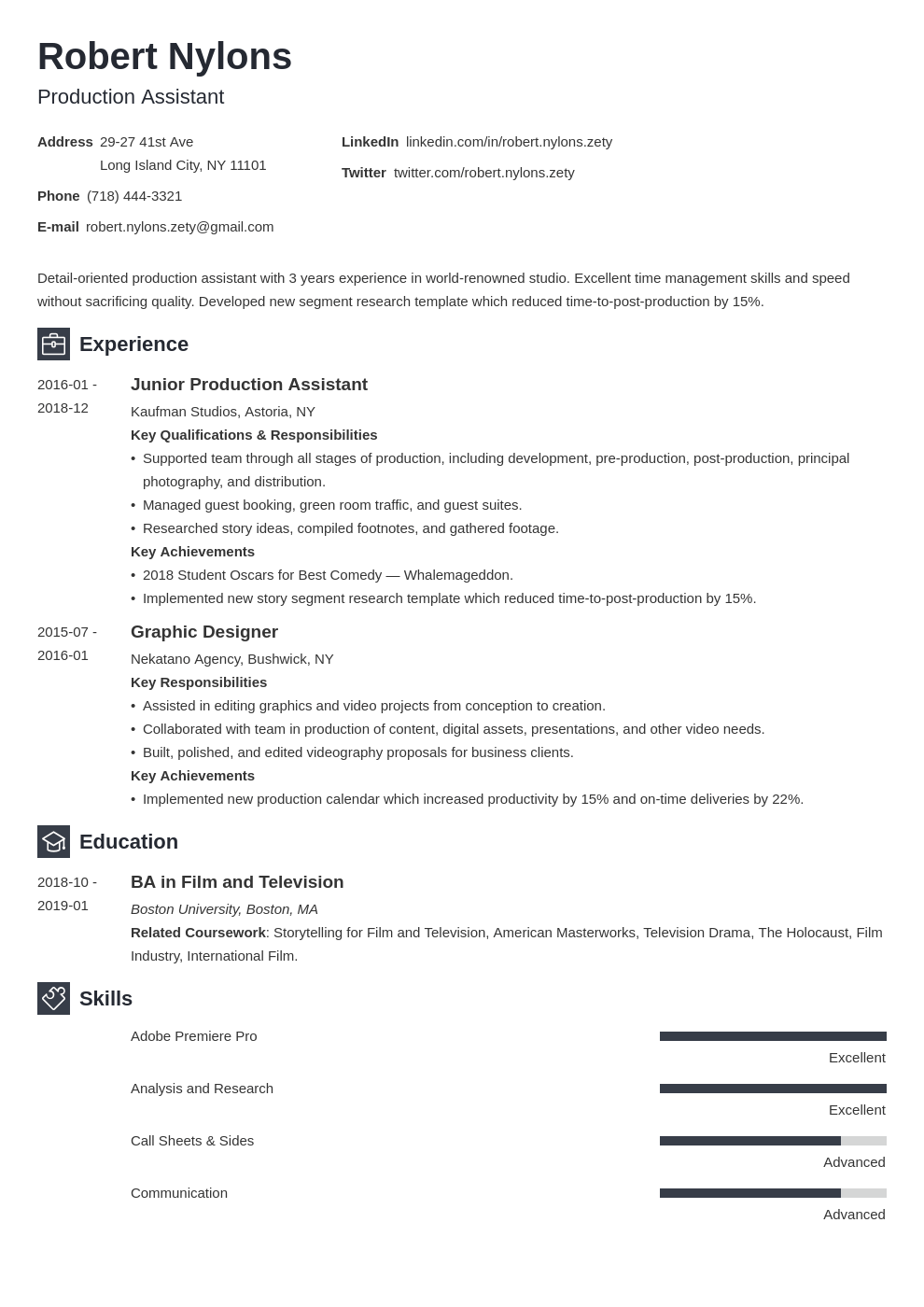 production assistant resume example template newcast