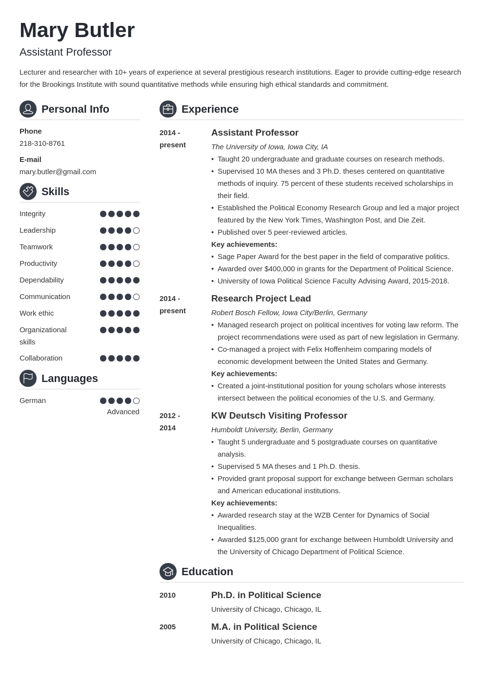 professor resume example template crisp