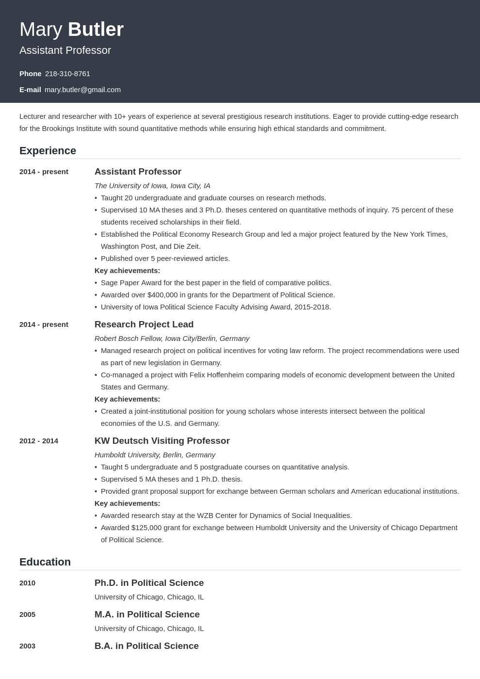 College Professor Resume Example & Writing Guide ·