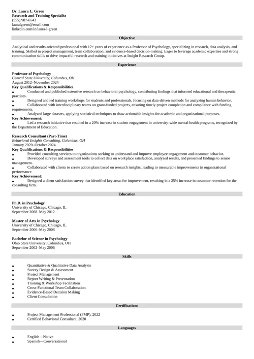 Professor Resume Template