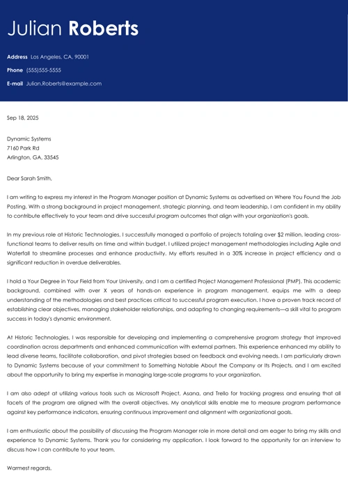 sample cover letter example