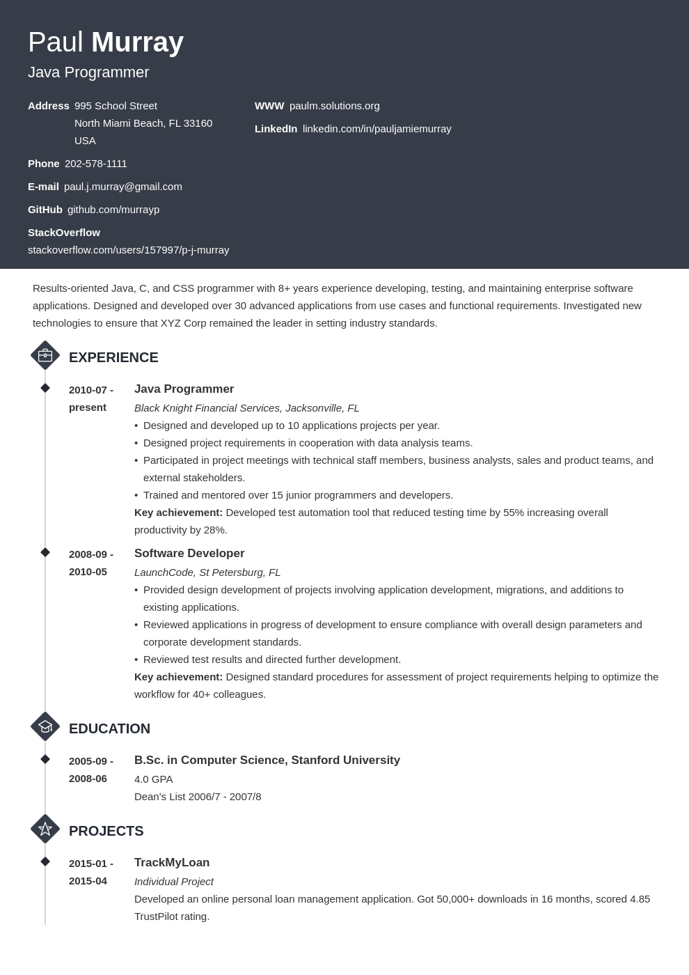programmer resume example template diamond