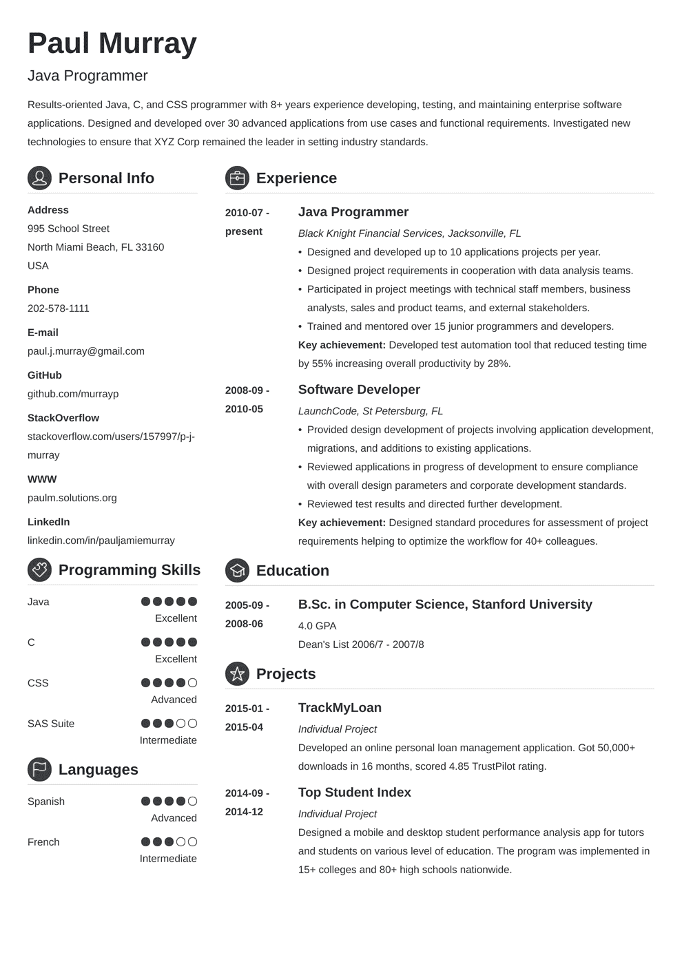 programmer resume examples template  guide