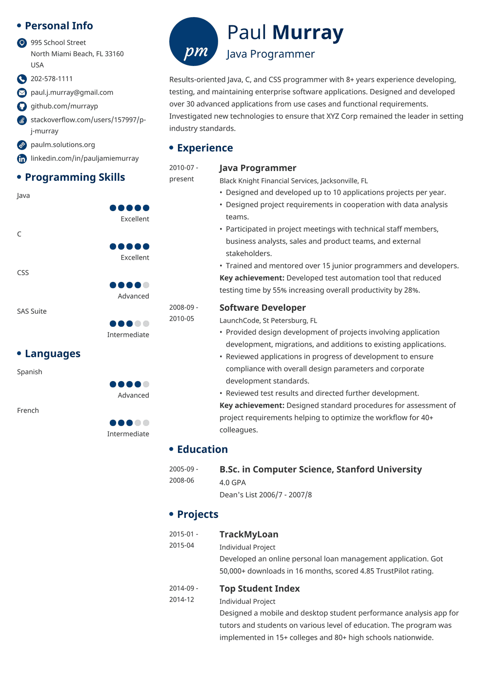 Programmer Resume Sample Complete Guide 20 Examples