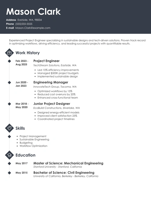 Project Engineer Resume Sample