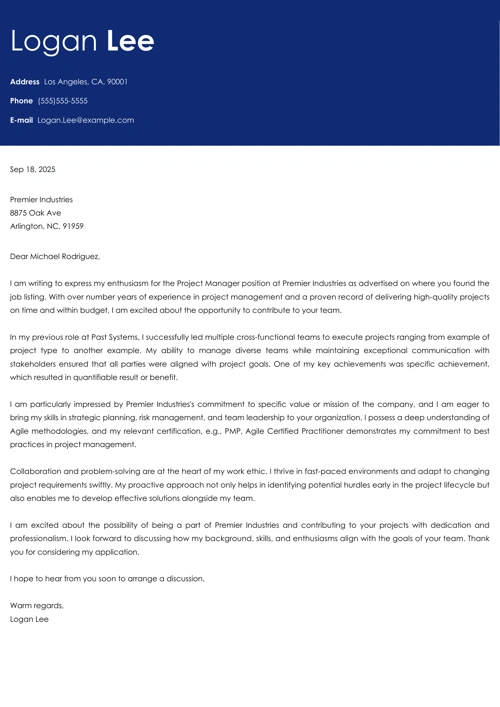 sample cover letter example