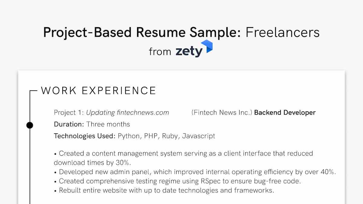 Project-Based Resume Sample Freelancers