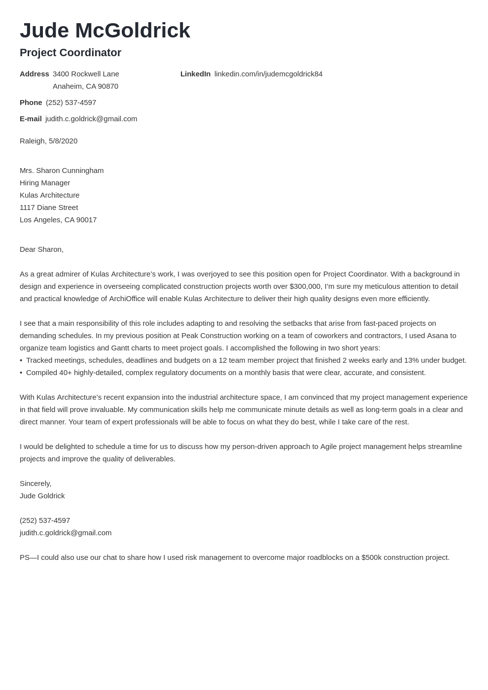 cover letter examples for office coordinator position