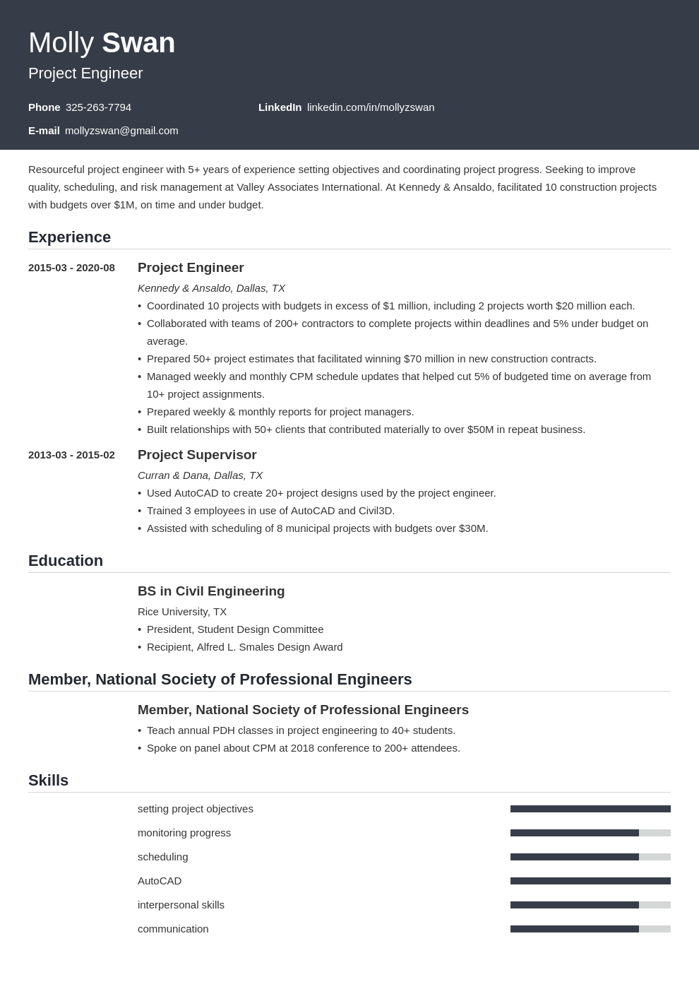 Project Engineer Resume: Examples & Guide [10+ Tips]