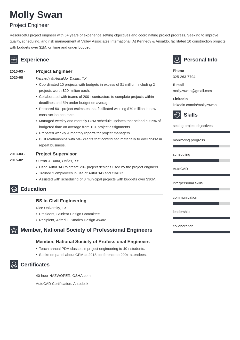 Project Engineer Resume Examples Guide 10 Tips