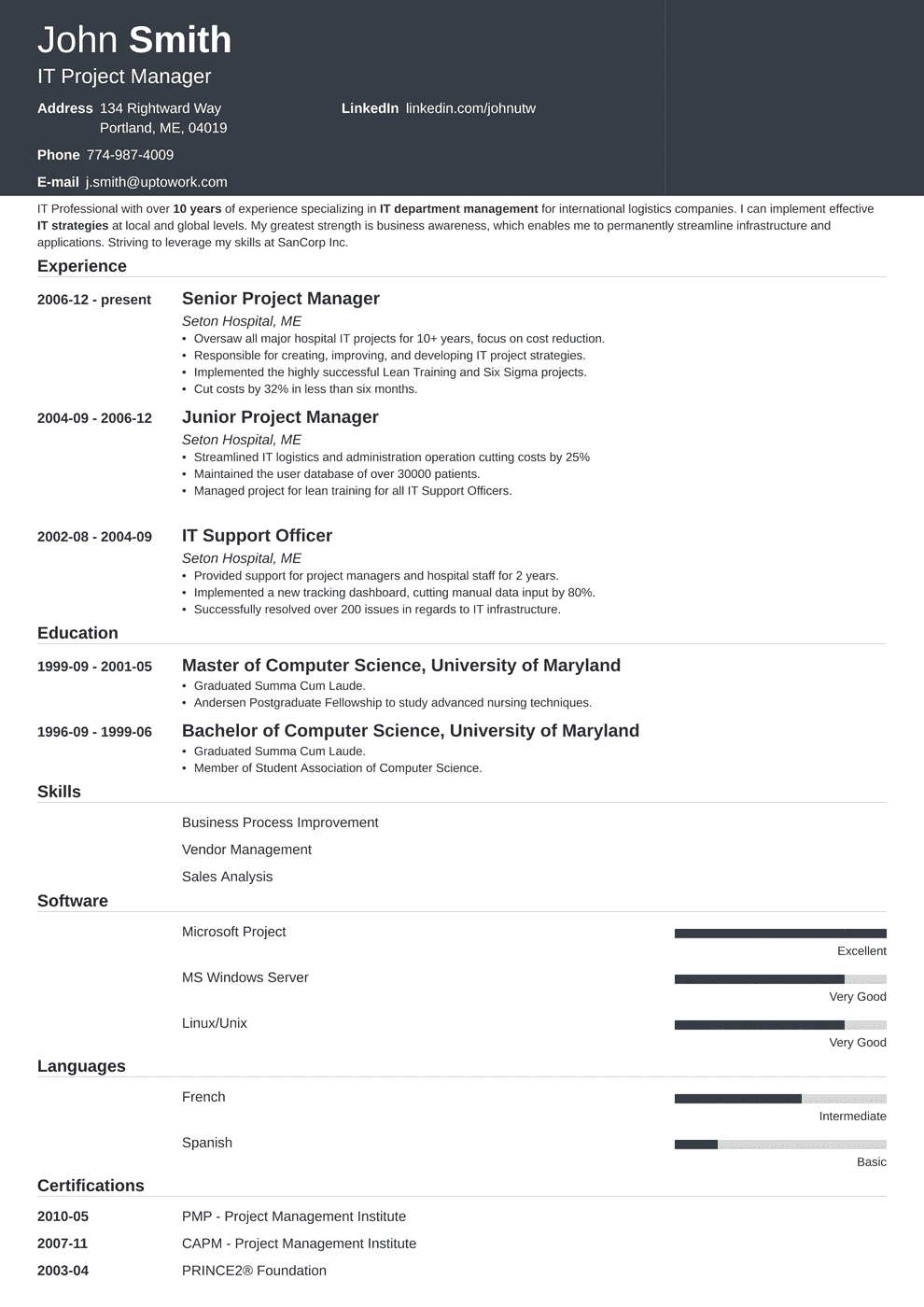 Project Manager Resume Sample Complete Guide 20 Examples