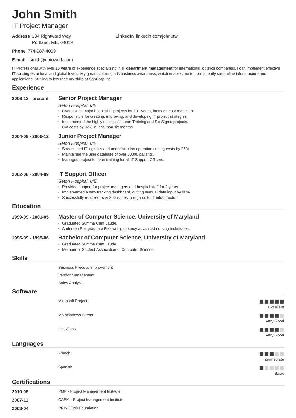 Project Manager Resume Sample Complete Guide 20 Examples