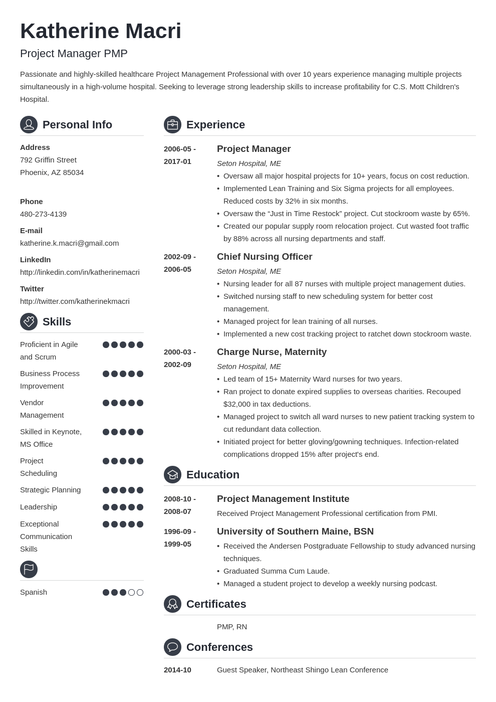 project manager resume template crisp
