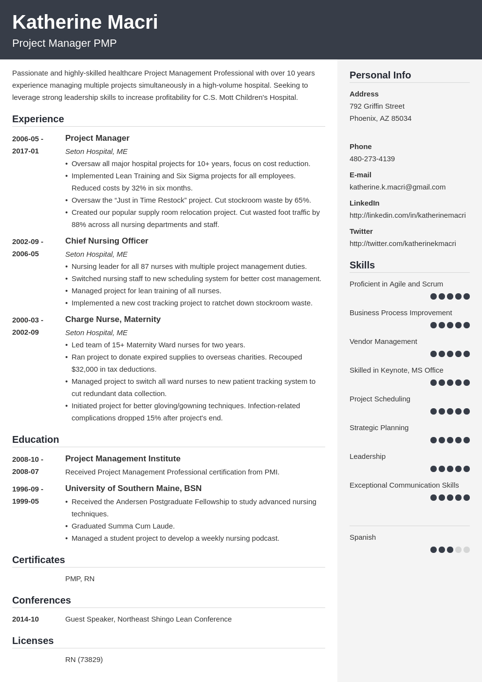 project manager resume template cubic