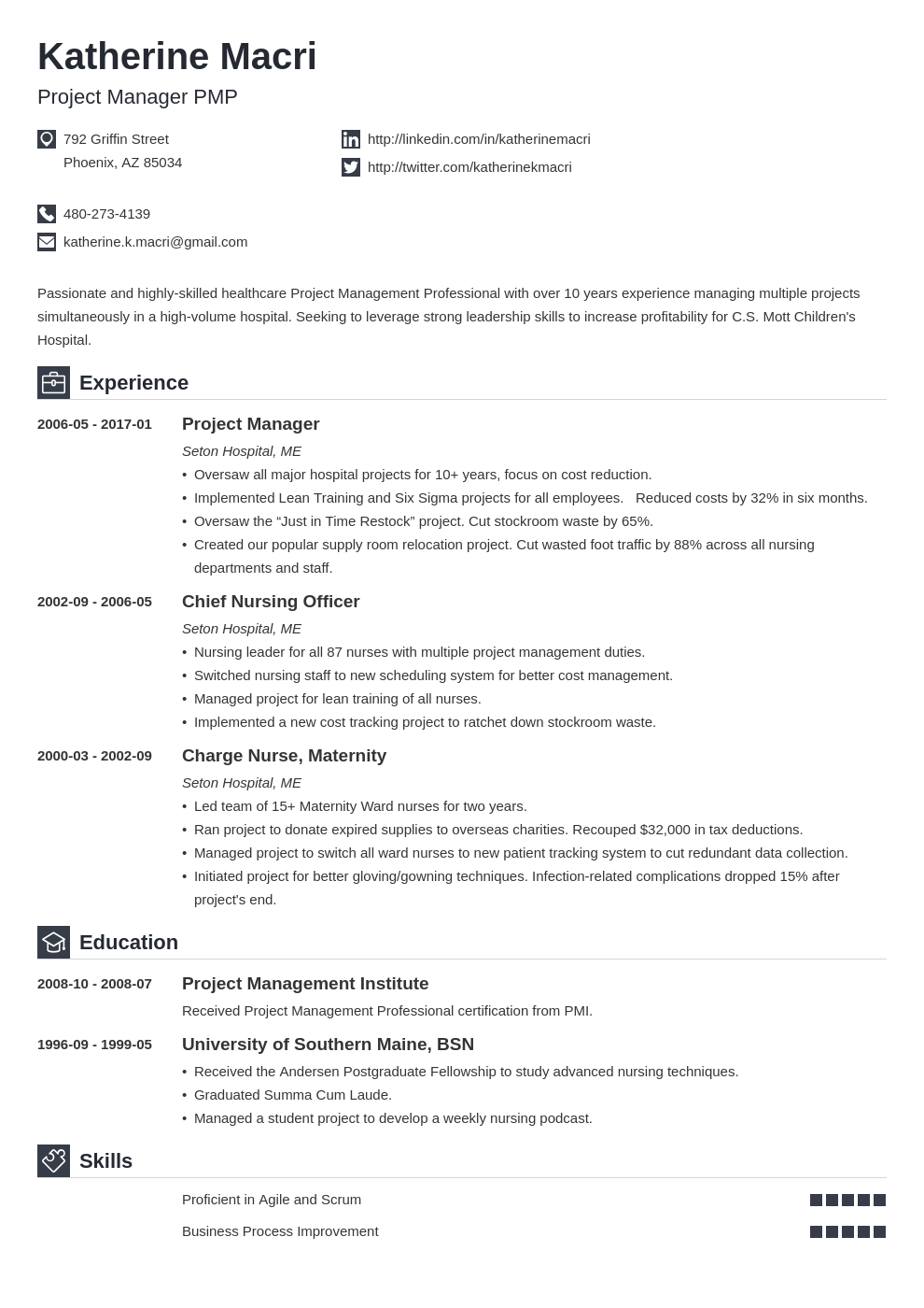 project manager resume template iconic