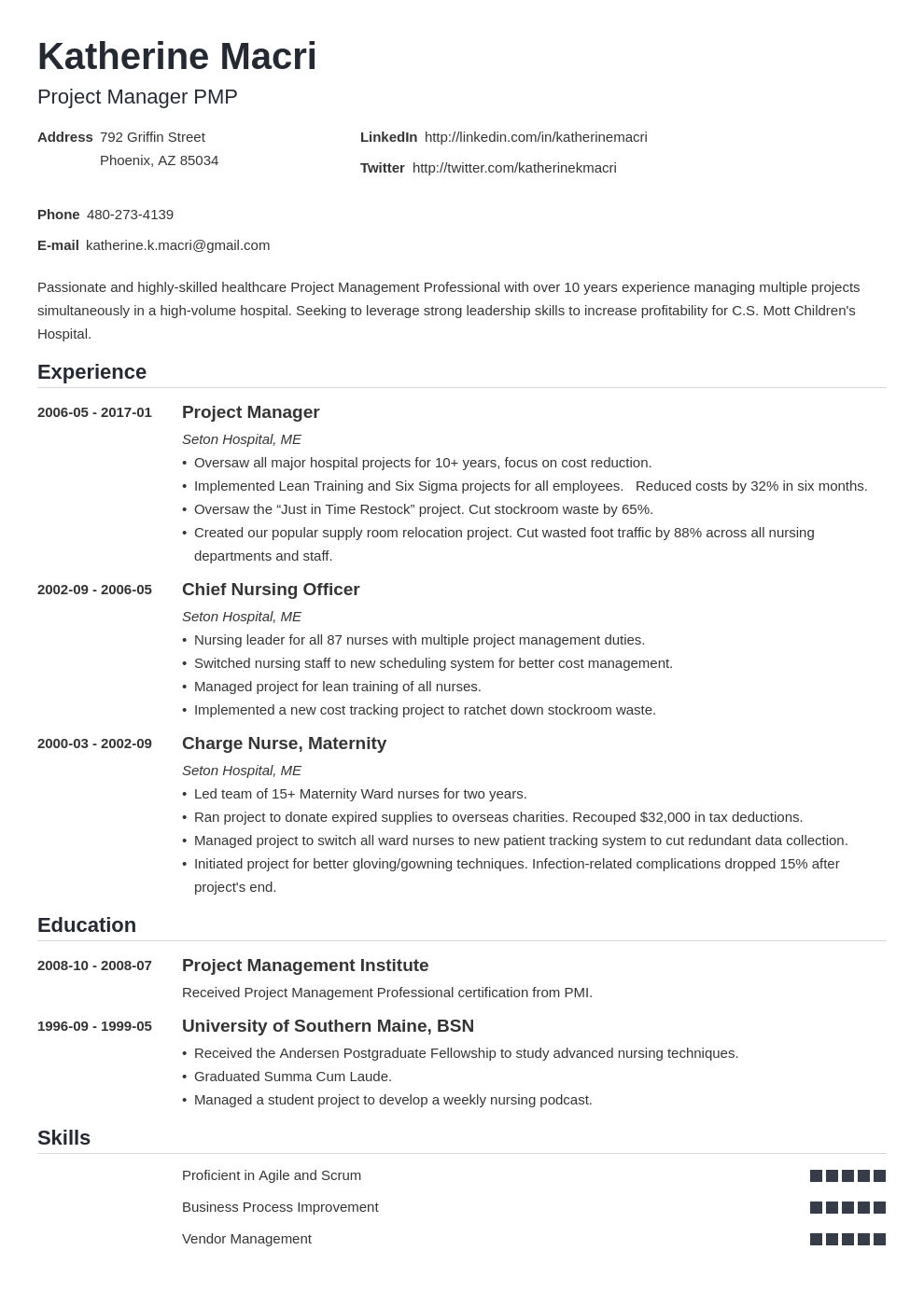 project manager resume template nanica