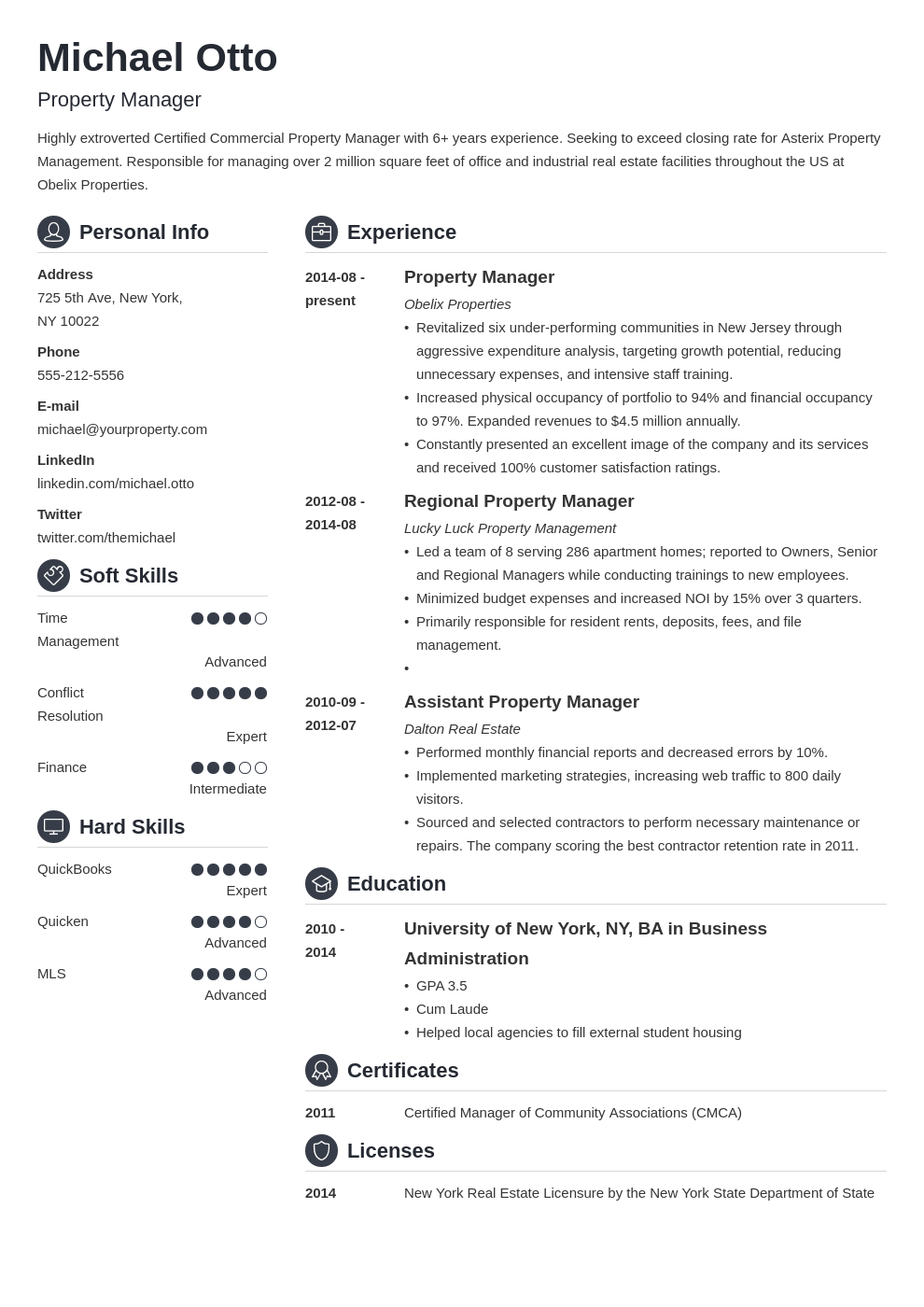 property manager resume example template crisp