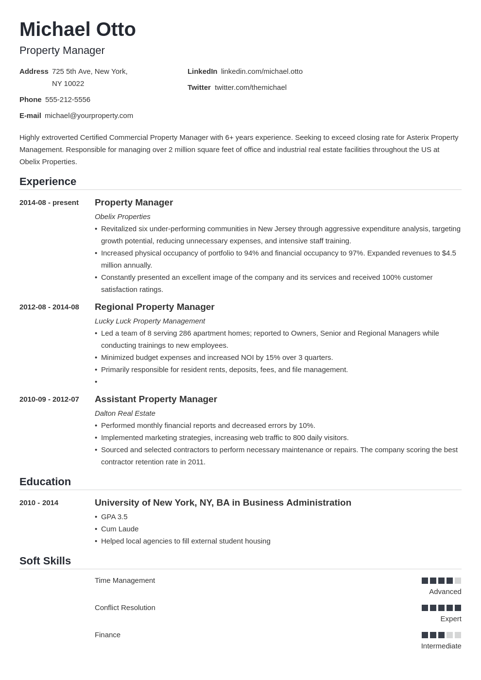 Property Manager Resume Sample & Job Description [29 Tips]