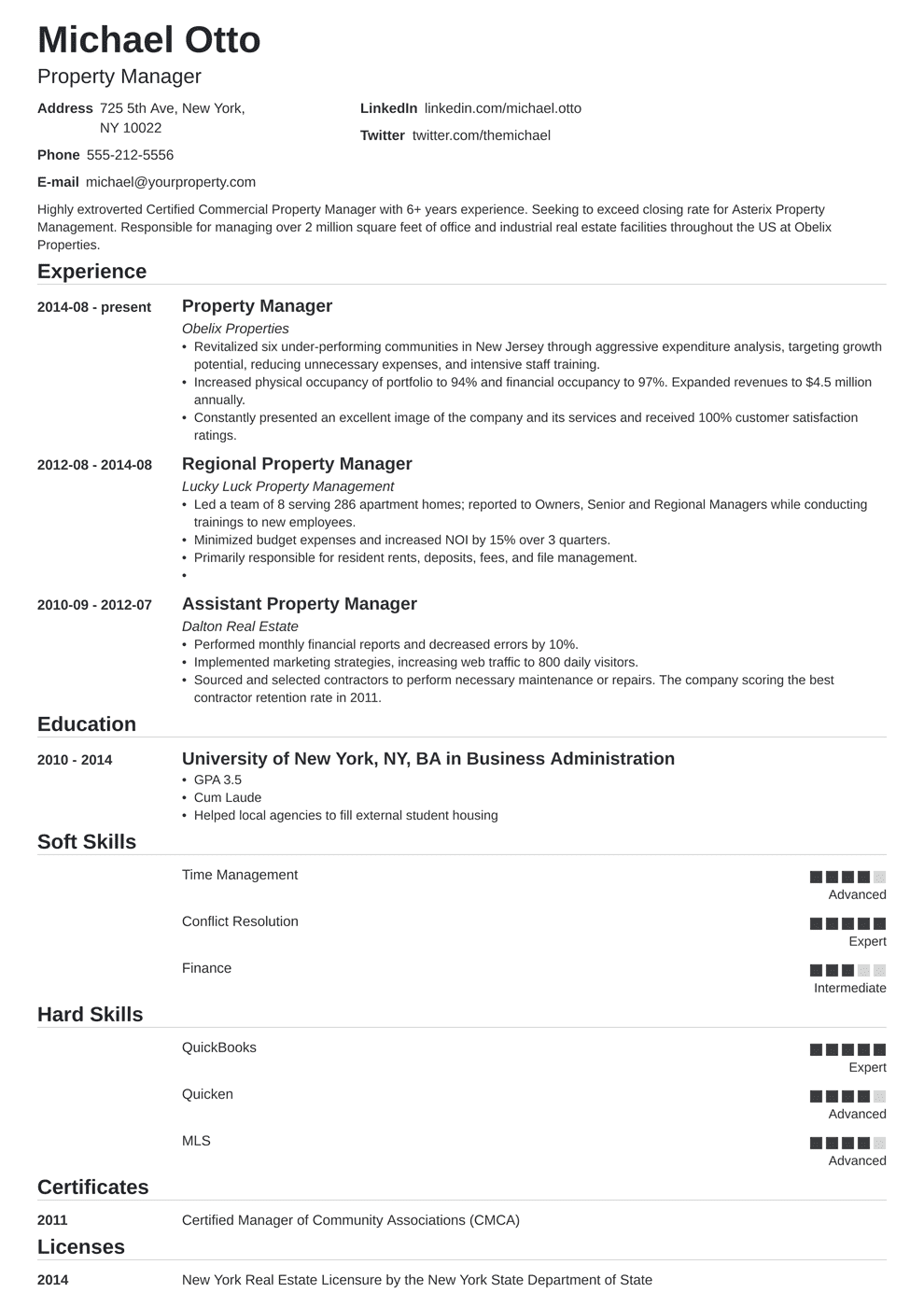 Property Manager Resume Examples to Apply in 2024