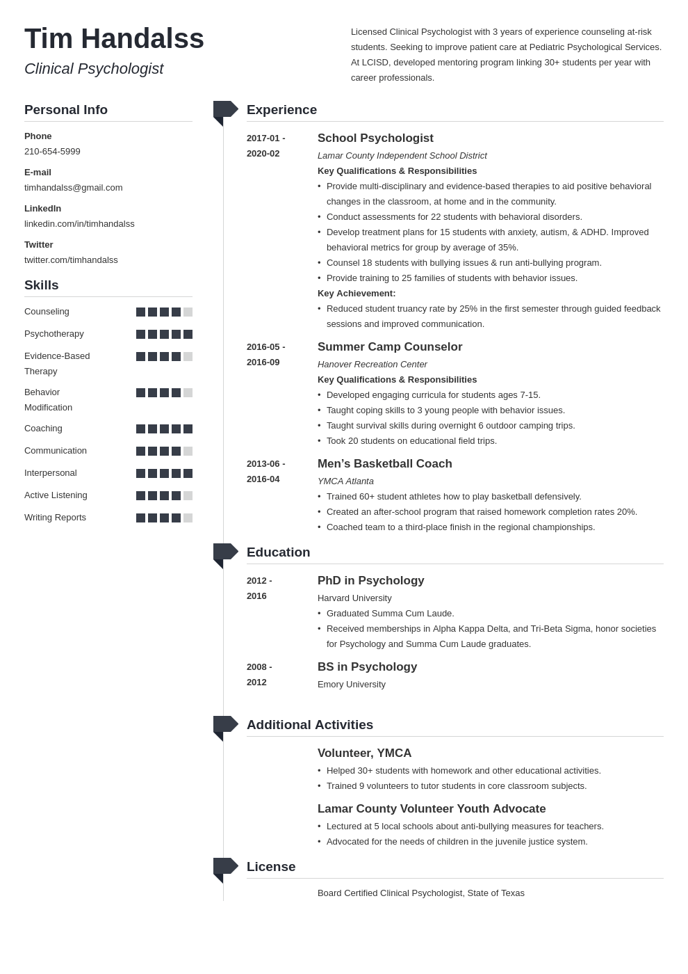 psychology resume example template muse