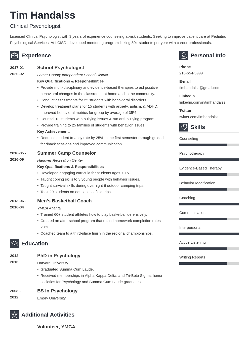 psychology resume example template vibes