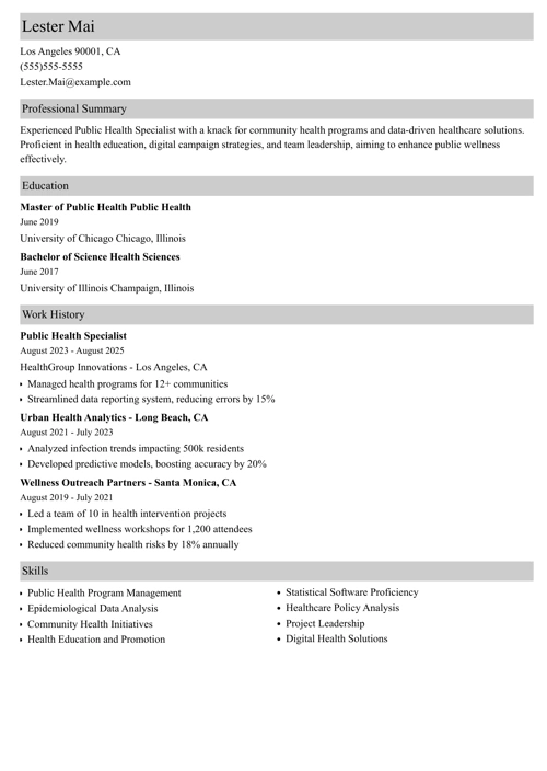 sample resume example