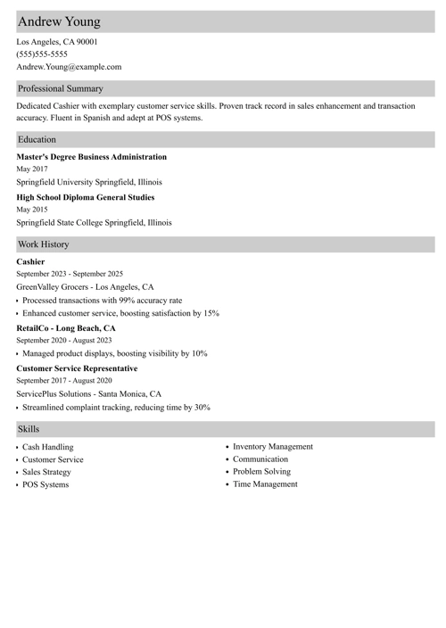 sample resume example