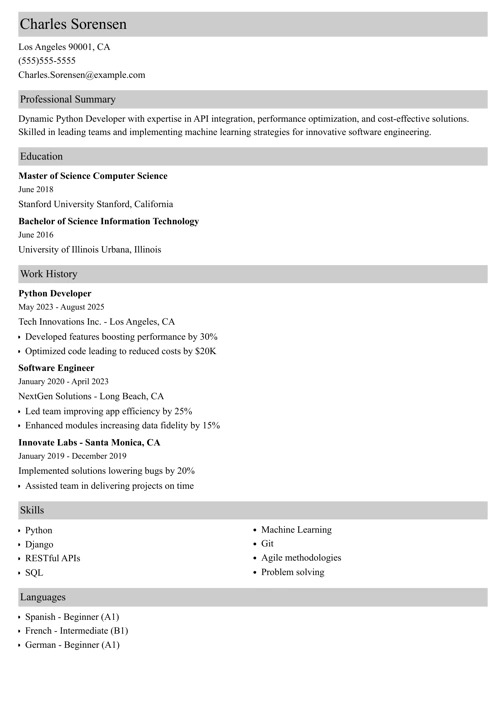 sample resume example