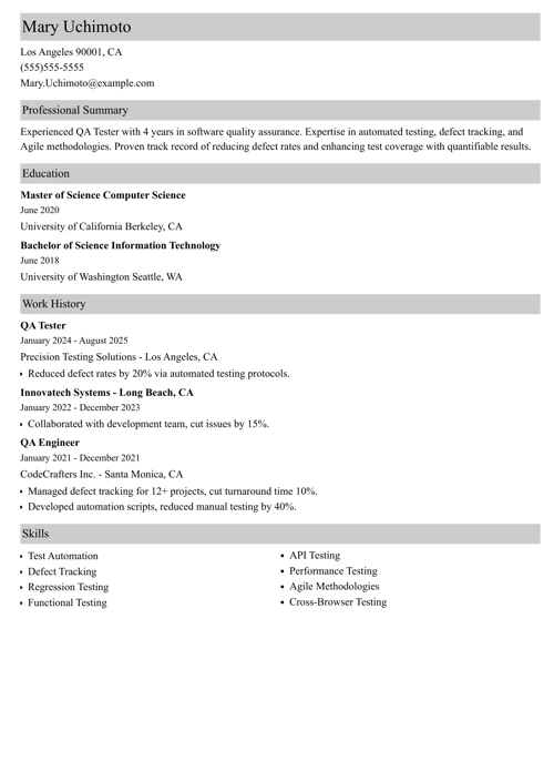 sample resume example