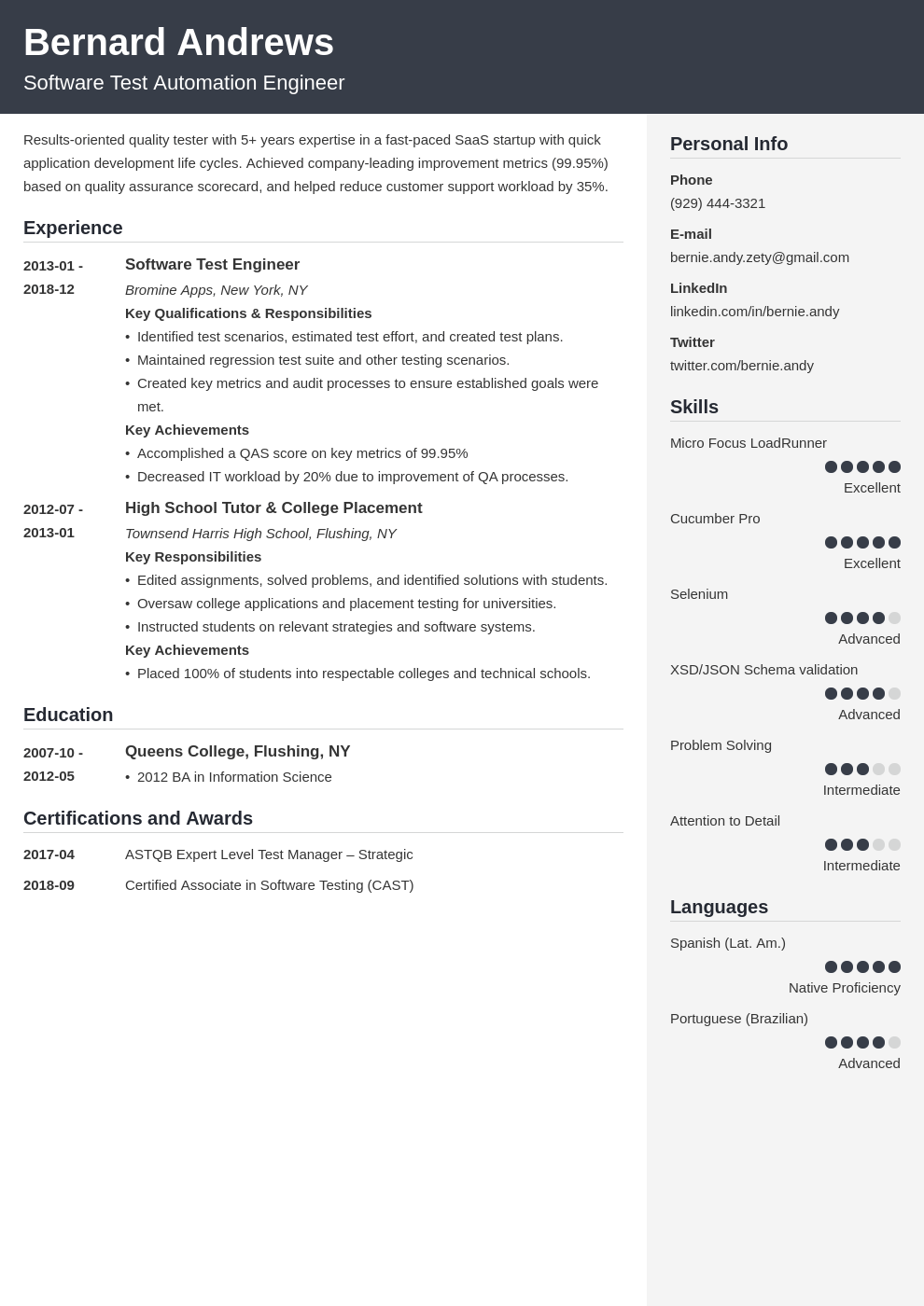 qa resume example template cubic