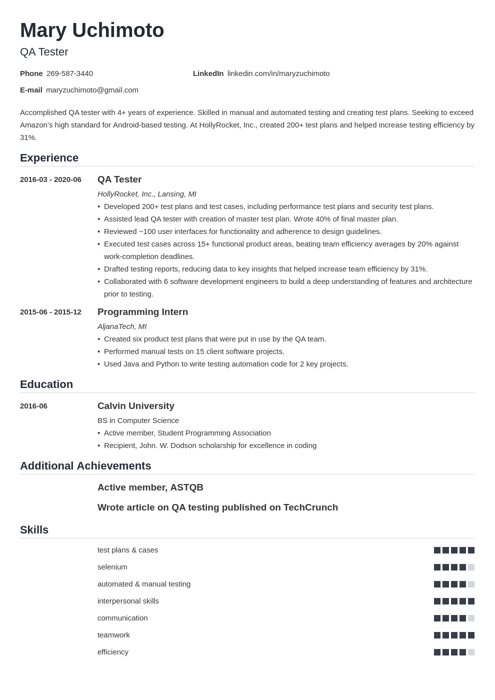 Qa Tester Resume: Examples And Complete Guide [10+ Tips]
