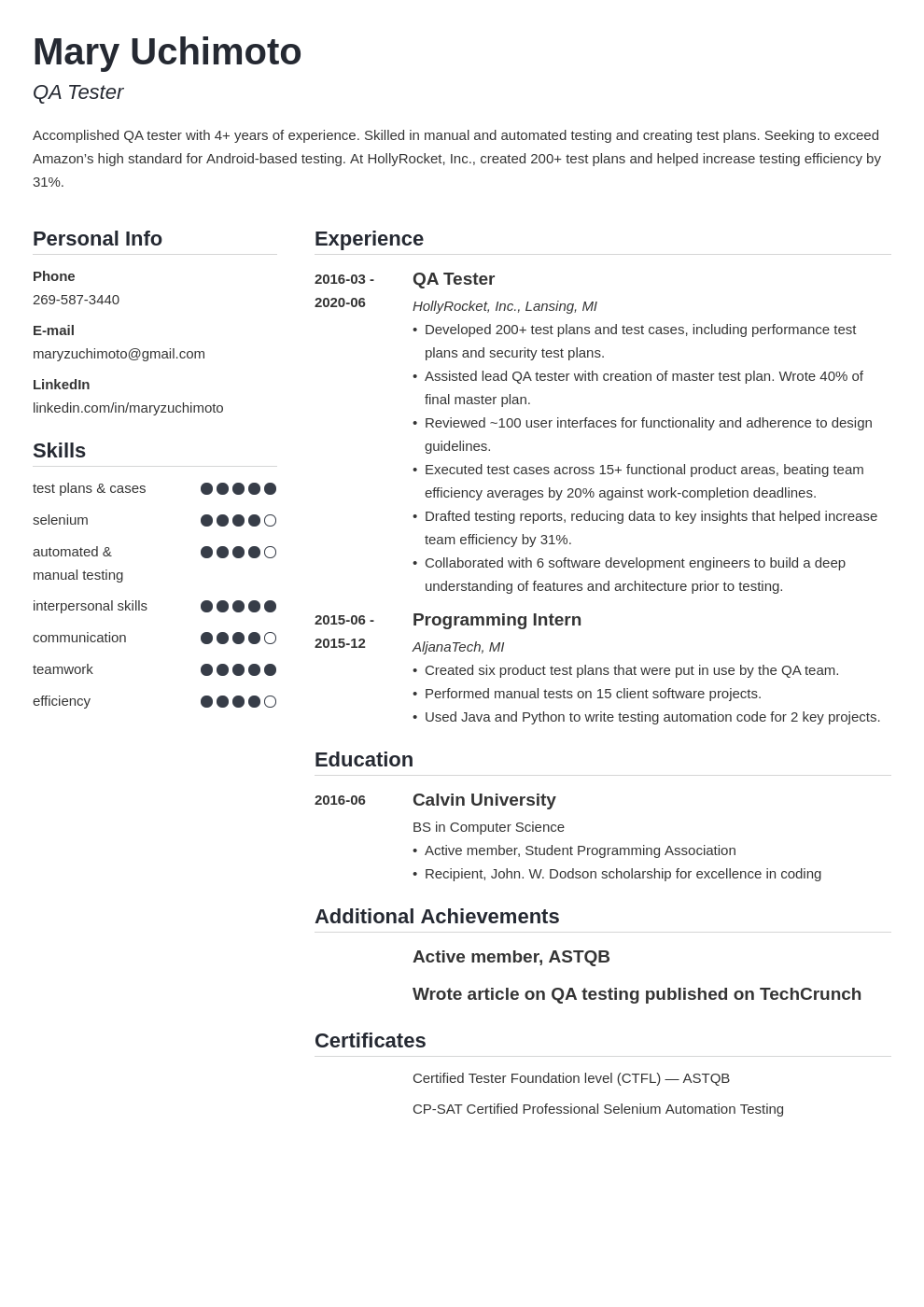 QA Tester Resume Examples and Complete Guide [10+ Tips]