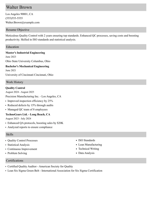 sample resume example