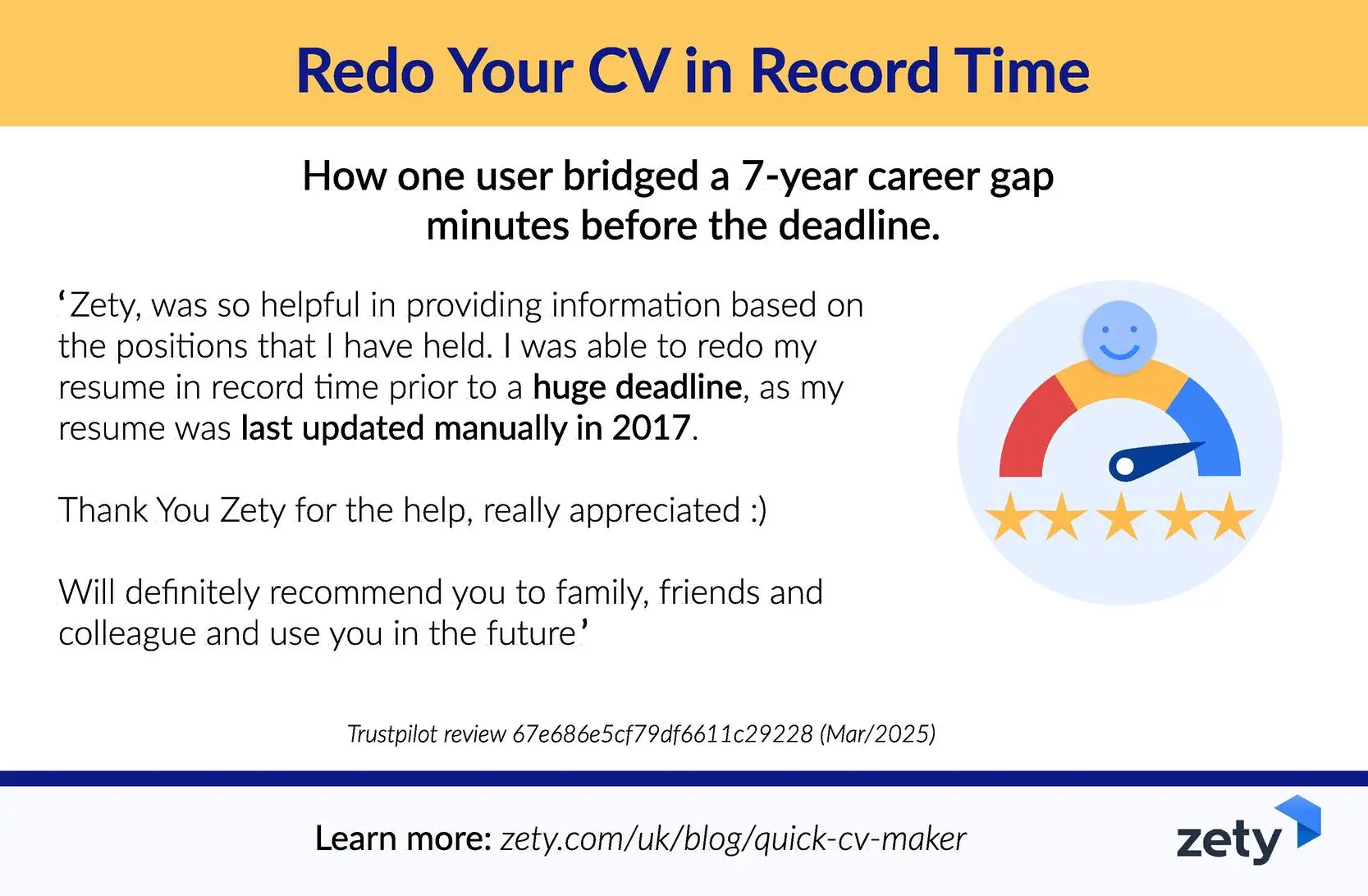 how one user updated a 7-year CV minutes before a deadline