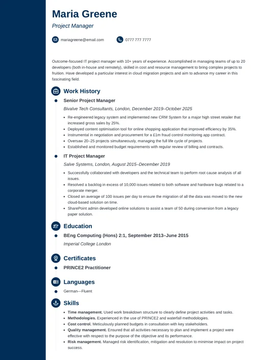 Quick CV Maker - CV example