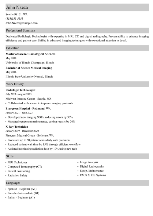 sample resume example