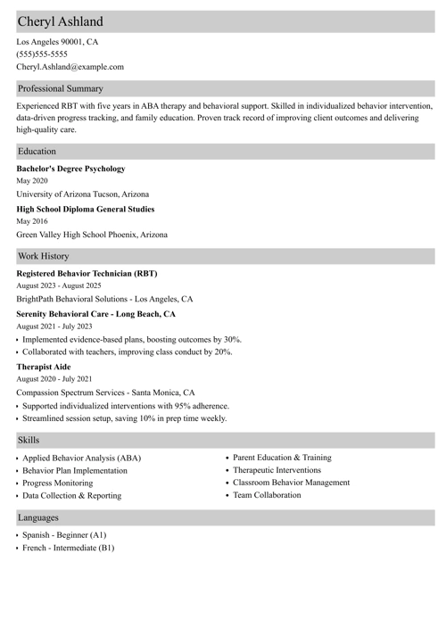 sample resume example