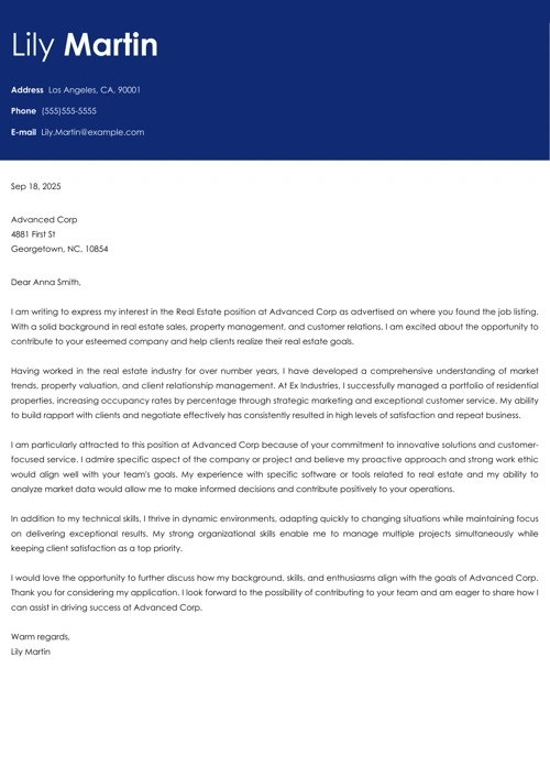 Real Estate Agent Cover Letter Example (+ Tips for 2025)