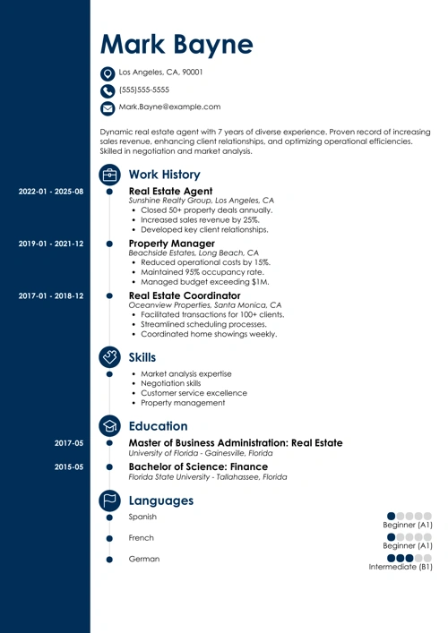 real estate agent resume example