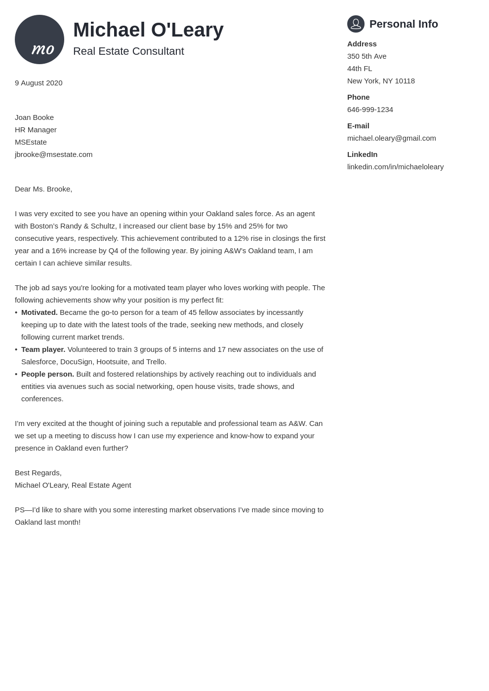 cover letter for real estate office manager