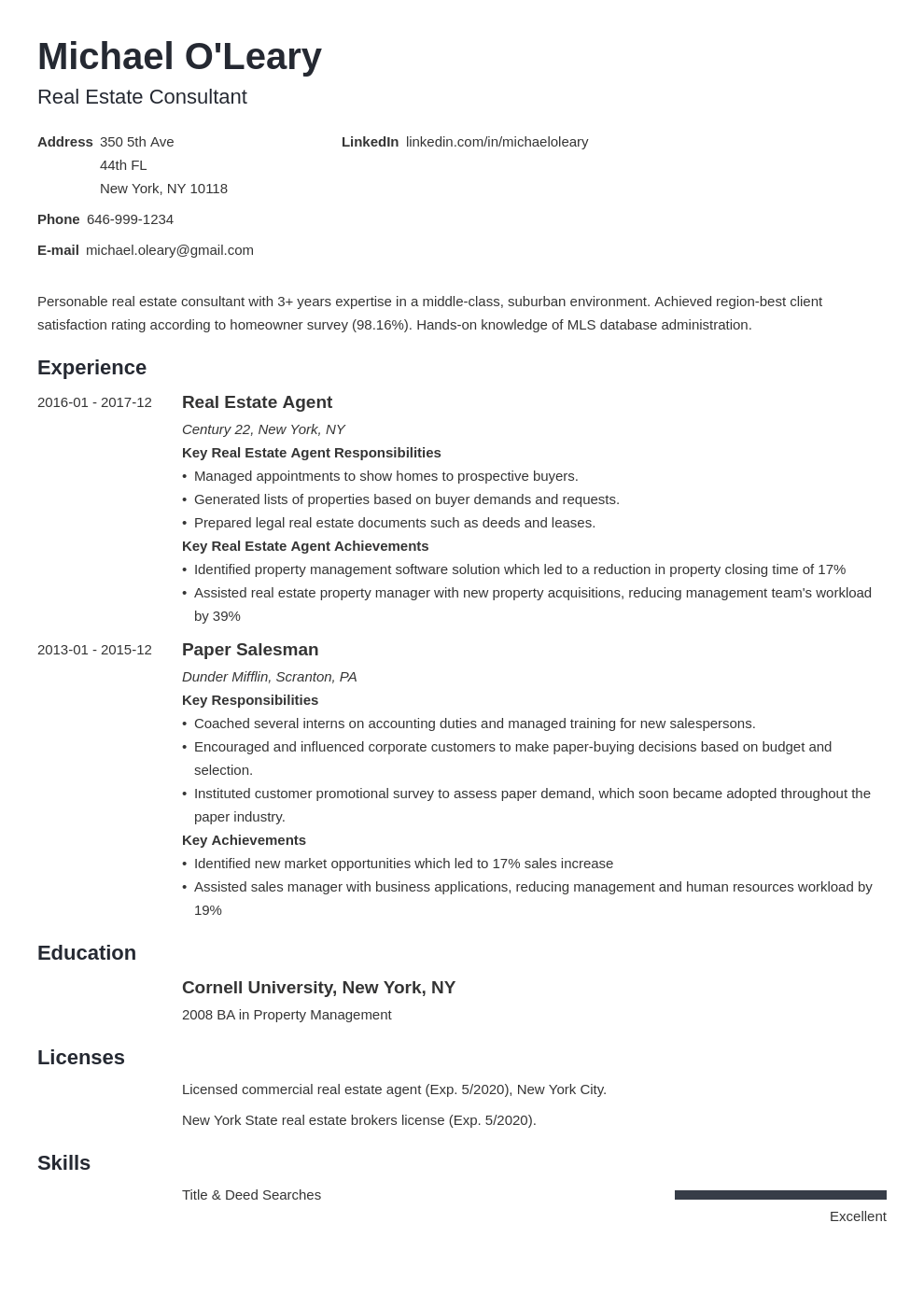 entry level real estate agent resume objective