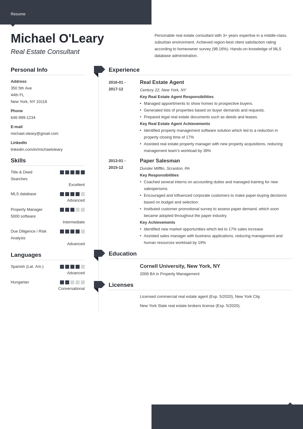 real estate resume example template modern