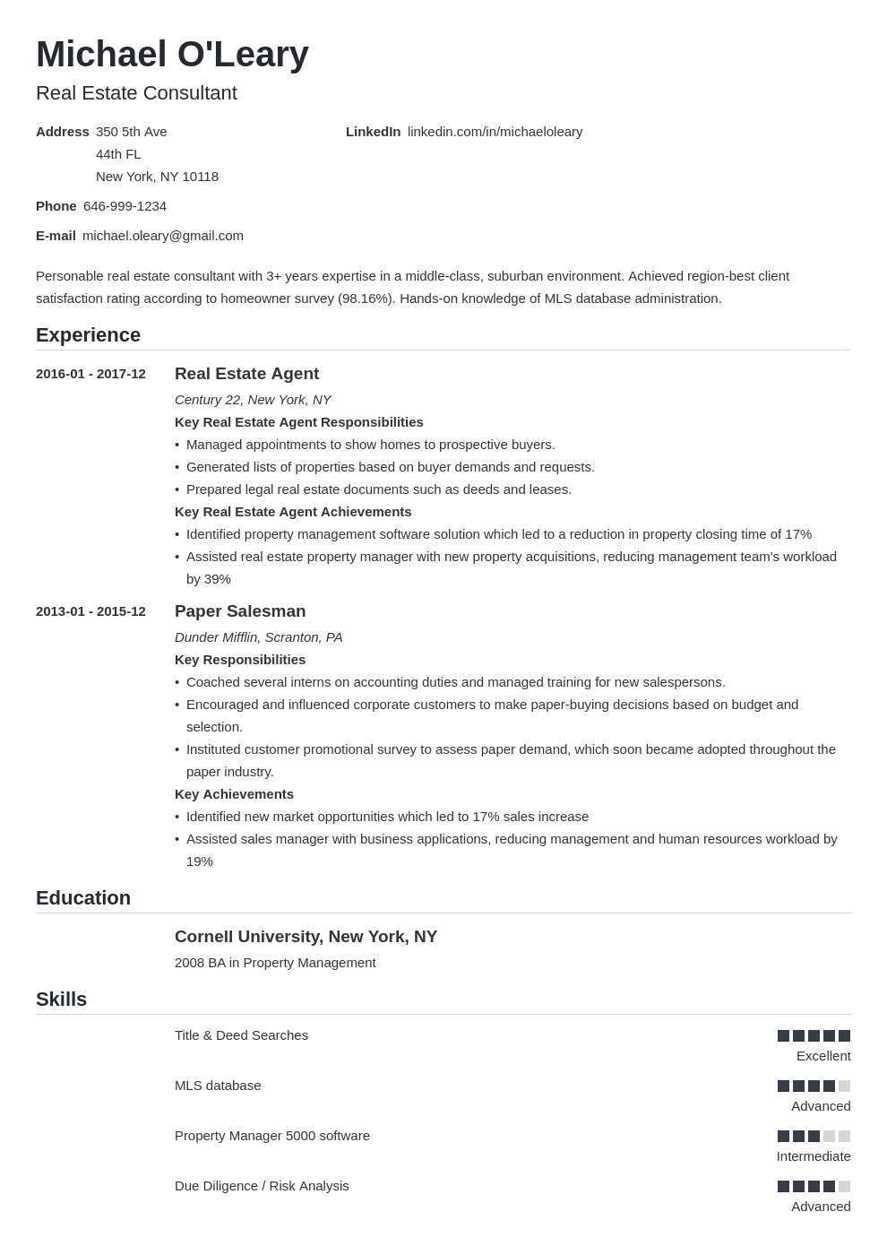 real estate resume example template nanica