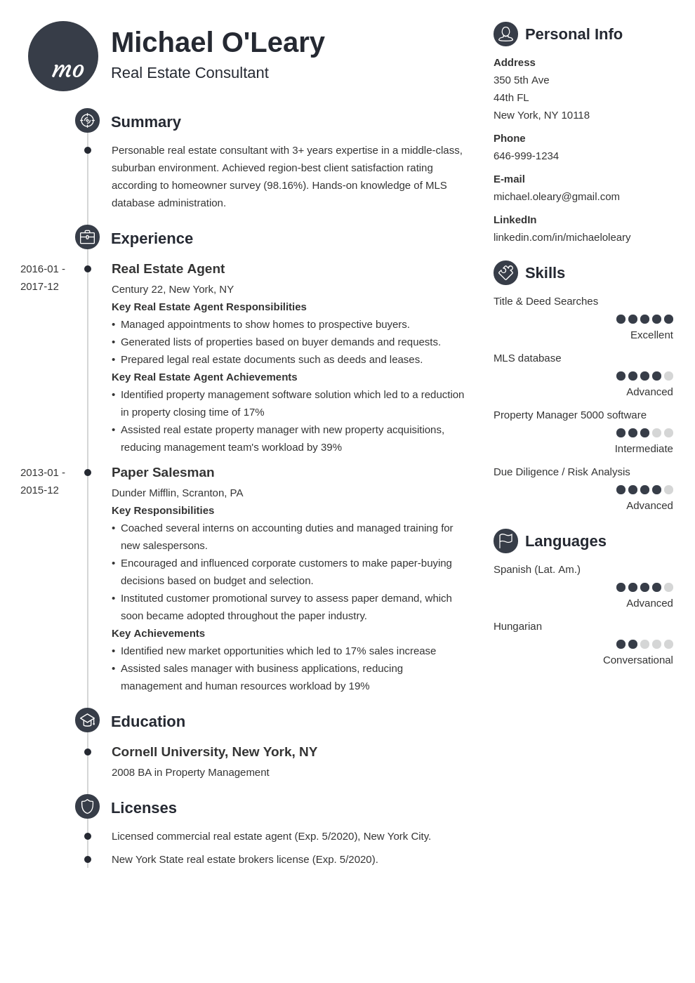 real estate resume example template primo