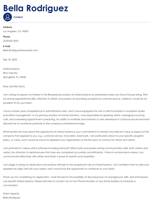 sample cover letter example