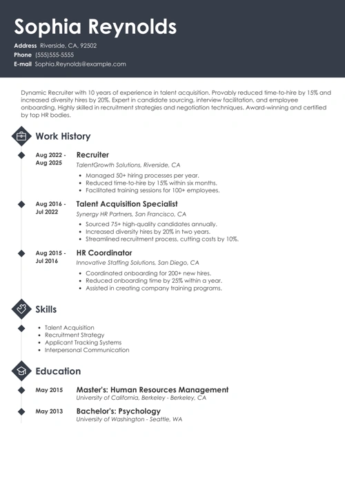 Recruiter resume example