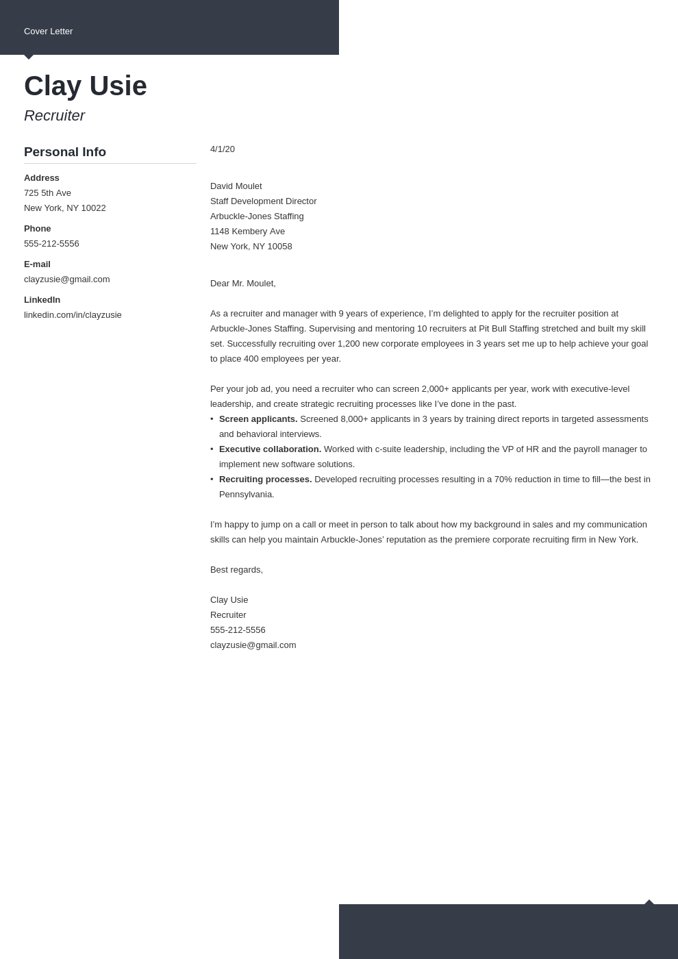 Recruiter Cover Letter Sample And Guide For Recruiting Jobs