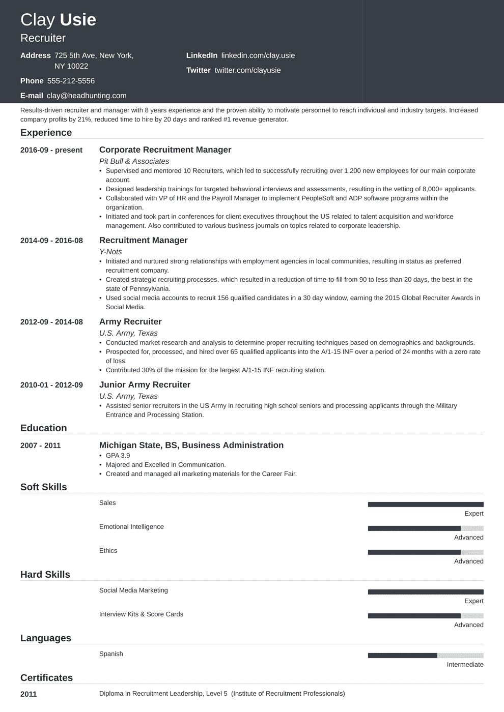 Recruiter Resume Sample Complete Writing Guide 20 Examples