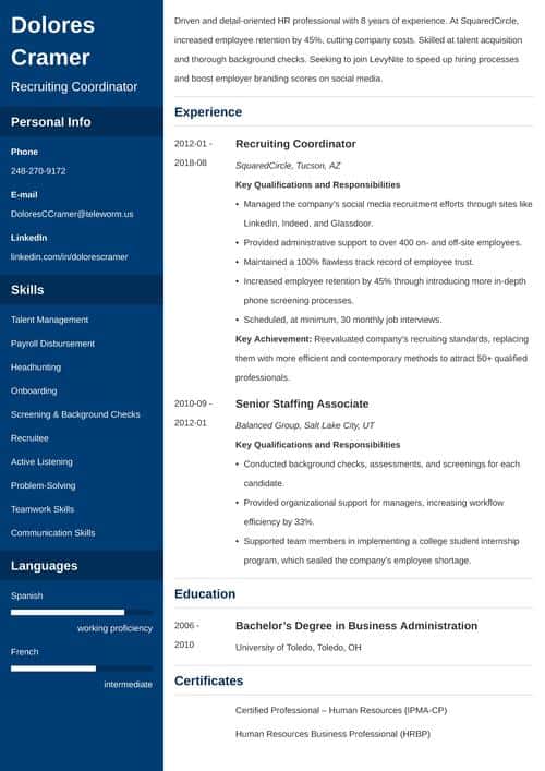 recruitment coordinator resume example